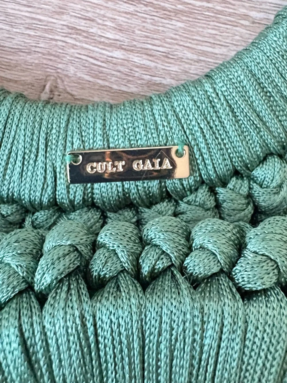 Cult Gaia Green Macrame Angelou Fringe Handbag with Ring Handle (rare) one size